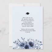 Ankündigung von Foto Graduate Navy Blue Flowers (Rückseite)