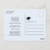 Ankündigung von Foto Graduate Navy Blue Flowers Postkarte (Rückseite)