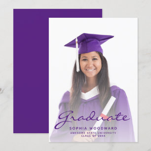 Ankündigung von Foto Lila Script Abschluss