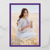 Ankündigung von Foto Lila und Gold Foil Abschluss (Rückseite)