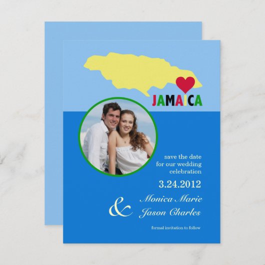 Ankündigung von Foto Save the Date in Jamaika (Vorne/Hinten)