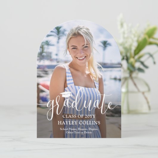 Ankündigung von Foto & Trendy Script Abschluss (Stehend Vorderseite)