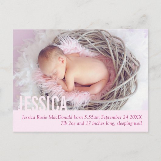 Ankündigung von Fotos für junge Mädchen auf Postka (Vorderseite)