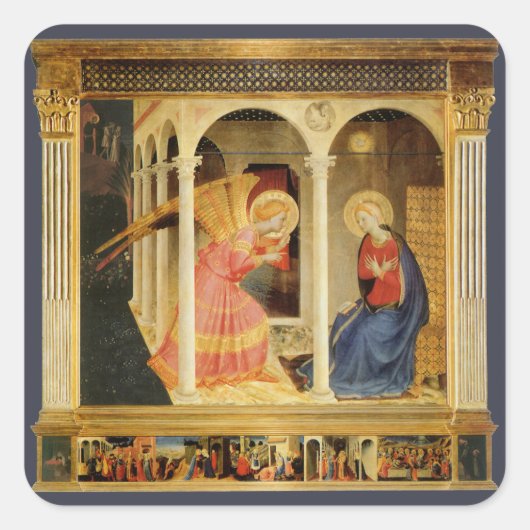Ankündigung von Fra Angelico, Kunst der Renaissanc Quadratischer Aufkleber (Vorderseite)