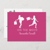 Ankündigung von Frauen in Bewegung Rosa Schwarz Gr Postkarte (Vorne/Hinten)