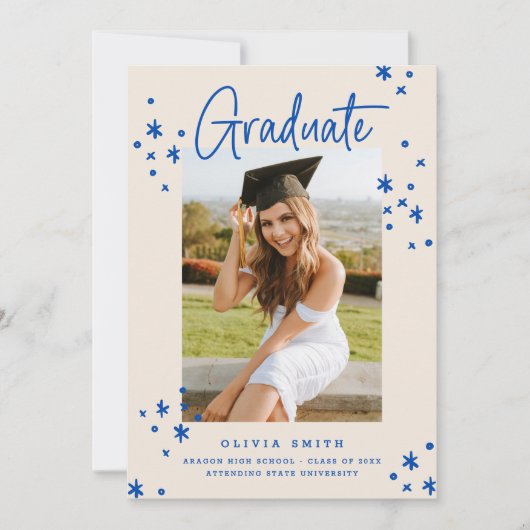 Ankündigung von Funky Modern Bright Blue Abschluss (Vorderseite)