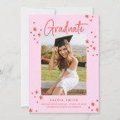 Ankündigung von Funky Modern Pink & Red Abschluss (Vorderseite)