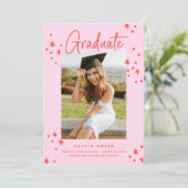 Ankündigung von Funky Modern Pink & Red Abschluss (Stehend Vorderseite)