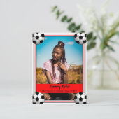 Ankündigung von Fußball Red & Black Abschluss Postkarte (Stehend Vorderseite)