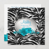 Ankündigung von Girls Aquamarin Blue Zebra Graduat (Vorne/Hinten)