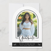 Ankündigung von Girly Schwarz-weiß Foto Abschluss (Vorderseite)