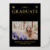 Ankündigung von Gold & Black Modern Foto Abschluss (Vorderseite)