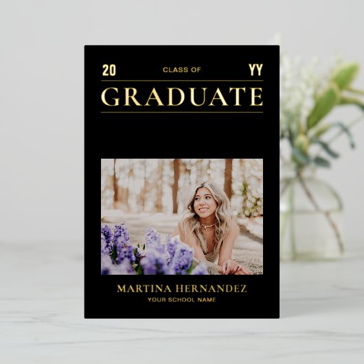 Ankündigung von Gold & Black Modern Foto Abschluss (Stehend vorne)