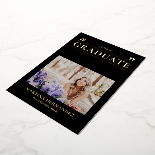 Ankündigung von Gold & Black Modern Foto Abschluss (Gedreht)