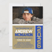 Ankündigung von Gold & Blue Modern Abschluss Foto (Vorderseite)