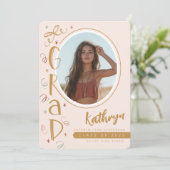 Ankündigung von Gold Blush Pink Fun Foto Abschluss (Stehend Vorderseite)