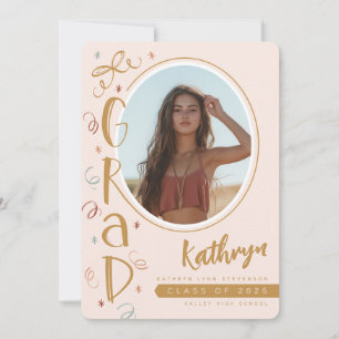Ankündigung von Gold Blush Pink Fun Foto Abschluss