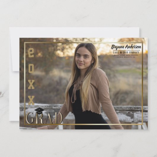 Ankündigung von Gold Border Grad Abschluss Foto (Vorderseite)