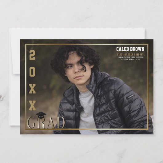 Ankündigung von Gold Border Grad Abschluss Foto (Vorderseite)