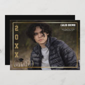 Ankündigung von Gold Border Grad Abschluss Foto (Vorne/Hinten)