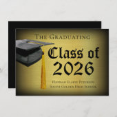 Ankündigung von Gold Cap/Tassel Abschluss (Vorne/Hinten)