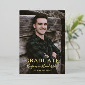 Ankündigung von Gold Foil Foto Script Abschluss An (Stehend vorne)