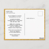 Ankündigung von Gold Glitzer Grad Cap Abschluss Postkarte (Rückseite)