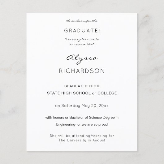 Ankündigung von Gold Glitzer Graduate Foto V (Rückseite)