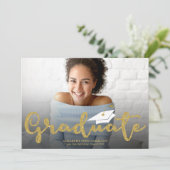 Ankündigung von Gold Glitzer High School Grad Foto (Stehend Vorderseite)