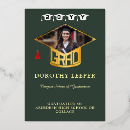 Ankündigung von Gold Grad Cap & Foto Abschluss