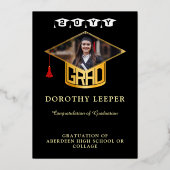 Ankündigung von Gold Grad Cap & Foto Abschluss (Vorderseite)