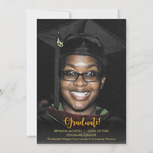 Ankündigung von Gold Graduate Text Dunkel Abschlus (Vorderseite)