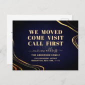 Ankündigung von Gold Midnight Blue New Address Mov Postkarte (Vorne/Hinten)
