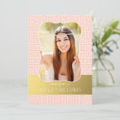 Ankündigung von Gold Peach Greek Key Foto Abschlus (Stehend Vorderseite)