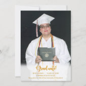 Ankündigung von Gold Text Graduate Foto Abschluss (Vorderseite)