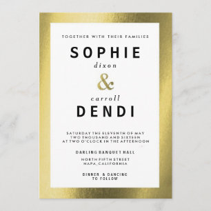 Ankündigung von Goldfoil-Hochzeiten Einladung
