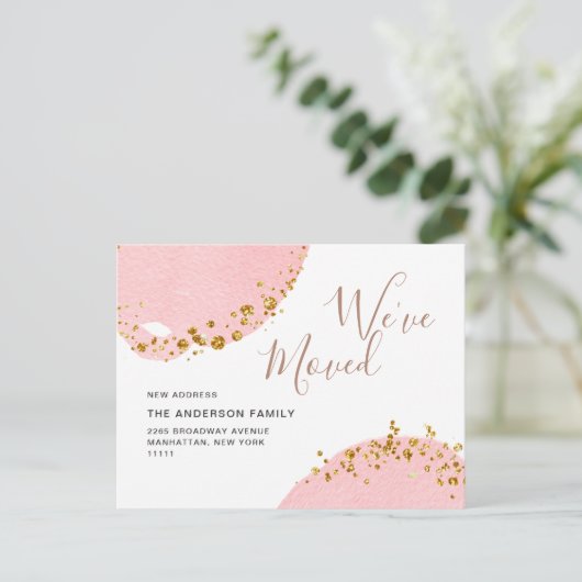 Ankündigung von Goldpinken zur Wasserfarbenbewegun Postkarte (Stehend Vorderseite)