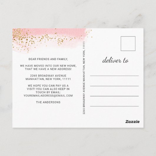 Ankündigung von Goldpinken zur Wasserfarbenbewegun Postkarte (Rückseite)