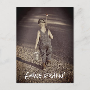 Ankündigung von "Gone Fishing Retirement" Postkart