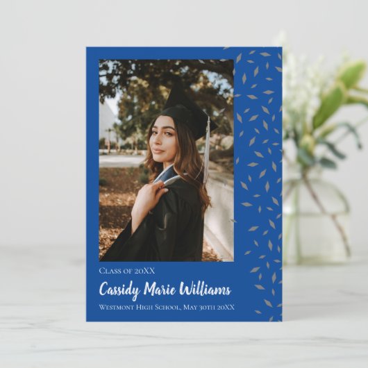 Ankündigung von Gray Blue Confetti Abschluss (Stehend Vorderseite)