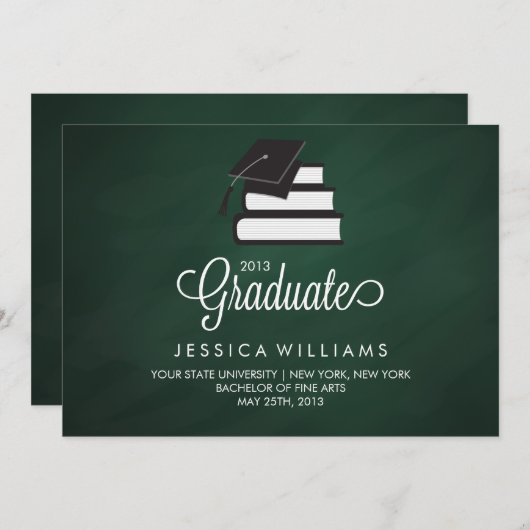 Ankündigung von Green Chalkboard Abschluss (Vorne/Hinten)