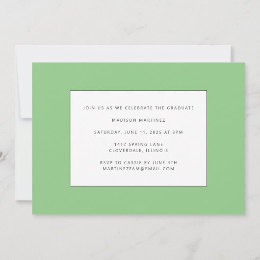 Ankündigung von Green Graduate Script-Abschlüssen (Rückseite)