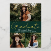 Ankündigung von Green Script Abschluss Foto Foil (Vorderseite)