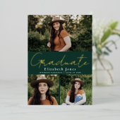 Ankündigung von Green Script Abschluss Foto Foil (Stehend vorne)