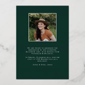 Ankündigung von Green Script Abschluss Foto Foil (Rückseite)