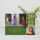 Ankündigung von Green und Gold Abschluss mit Foto (Stehend Vorderseite)