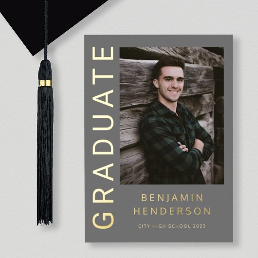 Ankündigung von Grey Boy Foto Gold Foil Abschluss