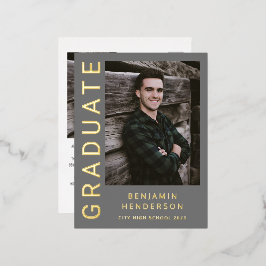 Ankündigung von Grey Foto Gold Foil Boy Abschluss