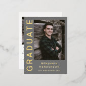 Ankündigung von Grey Foto Gold Foil Boy Abschluss (Vorderseite/Rückseite)