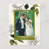 Ankündigung von Grüntönen und Florals Just Married (Vorderseite)